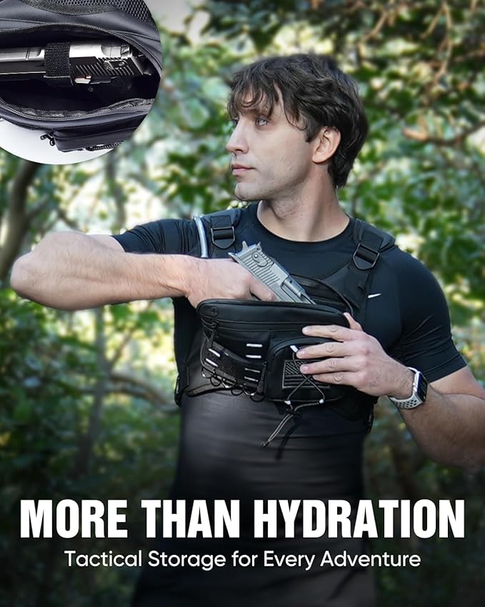 Running Vest with 2L Water Bladder, Hydration Backpack, USA Original Patent, Lightweight Hydration Pack with Gear Holder, Reflective Chest Pack for Men Women for Marathon