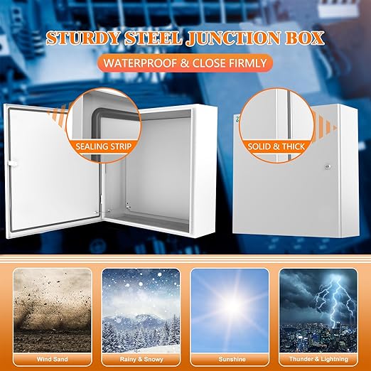 Outdoor Electrical Box 24 x 24 x 8'' Nema 4X Enclosure Waterproof Junction Box Electrical Enclosure Lockable Weatherproof Enclosure Box