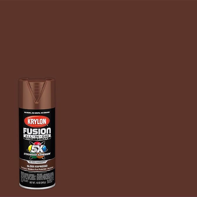 Krylon Fusion All-In-One Adhesive Spray Paint for Indoor/Outdoor Use, 12 oz, Espresso