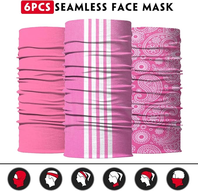 Venswell Neck Gaiter Face Mask Men Women,Seamless Bandana Rave Face Cover Scarf Mask,Balaclava,Headband, Head Wrap,Headwear