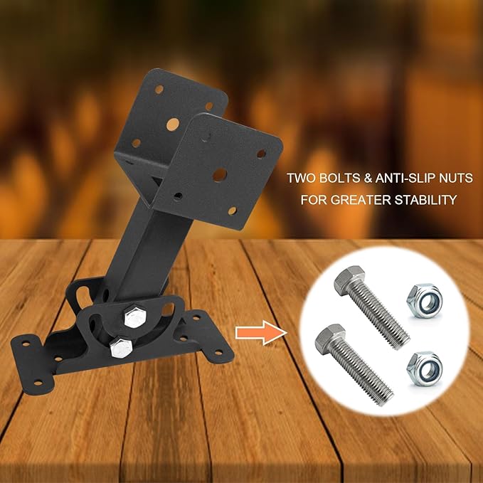 Roof Riser Brackets Adjustable Pergola Beam Brackets, Heavy Duty Roof Mount Bracket for Roof Pergola Gazebo Hardware, Metal Black