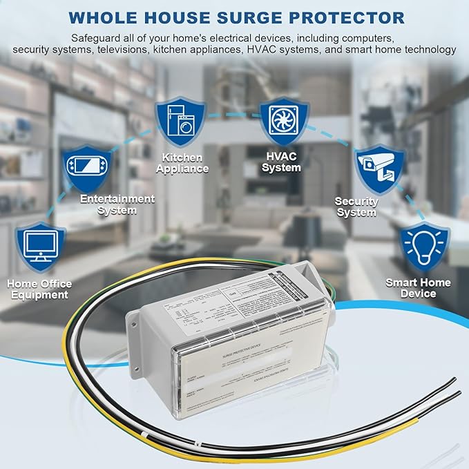 FS140 Whole House Surge Protection Device Rated for 140,000 Amps, Replace for Siemens FS140, Compatible with Any Brand of Load Center and Breakers, 120/240V