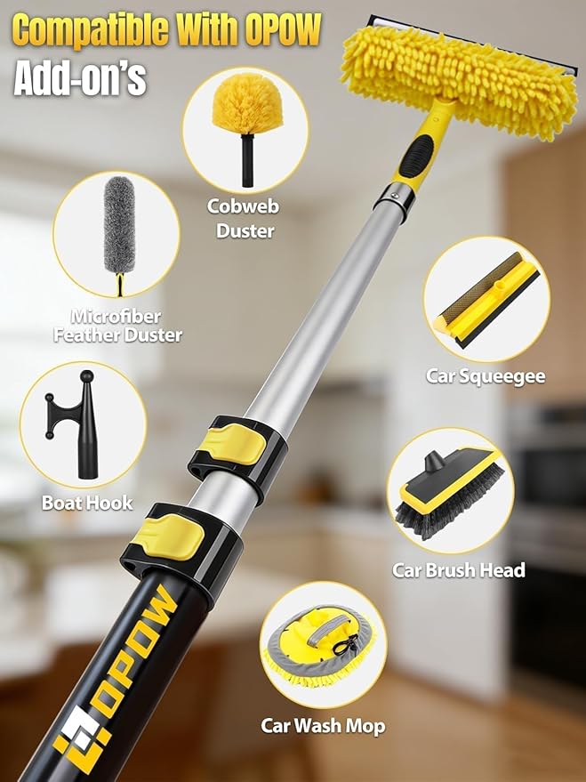 4.7-12ft Heavy-Duty Telescopic Pole - Best for Two-Story Homes & Exterior Work - Ultra-Stable Aluminum Frame Supports Large Rollers