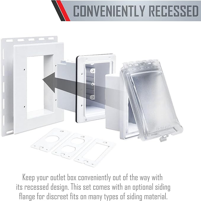 TayMac MR420CW 1-Gang Recessed Enclosure Extra Duty, 6-in-1 Nonmetallic Weatherproof in-Use Cover, Horizontal/Vertical, White | (Pack of 4)