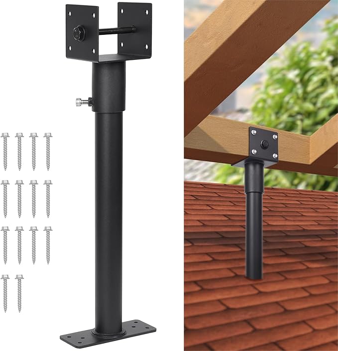 3.6" Heavy Duty Saddle Roof Riser for Patio Pergolas, 16-1/2" High, (Black - Set of 1)