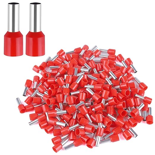 XHF 200 PCS AWG 6/16mm² Wire Ferrules Insulated Copper Crimp Connectors, Crimp Pin Cord End Terminals Red
