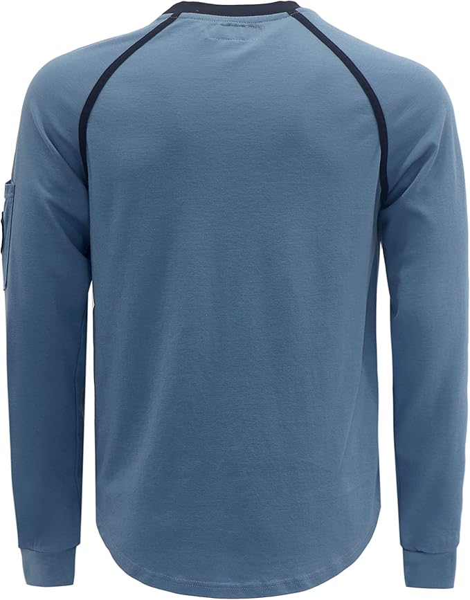 BOCOMAL FR Shirts for Men Crew Neck Long Sleeve 5.5oz Light Weight Flame Resistant/Fire Retardant Clothing Shirt