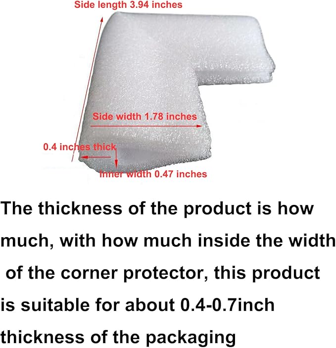 32Pcs Foam Edge Corner Protectors U-groove for Packaging Picture Frames, TV, Mirrors, Glass and Furniture, L-shaped Cushioning Transport Mobile Packaging for thickness of about 0.5inch