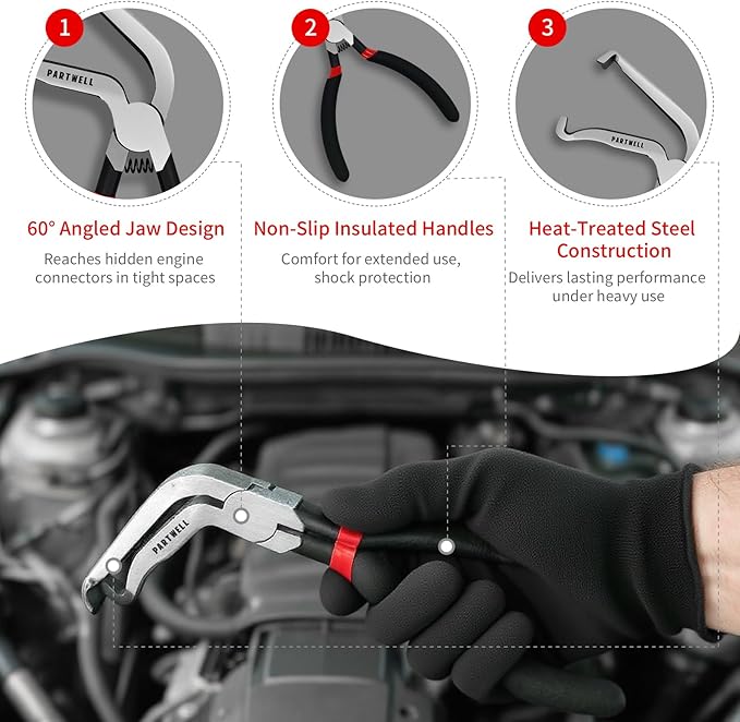 Electrical Disconnect Pliers Set – 3PC Electrical Disconnector Pliers for Cars, Fuel Line Disconnect Tool, and 1PCS Electrical Connector Plier – Automotive Electrical Tool Kit