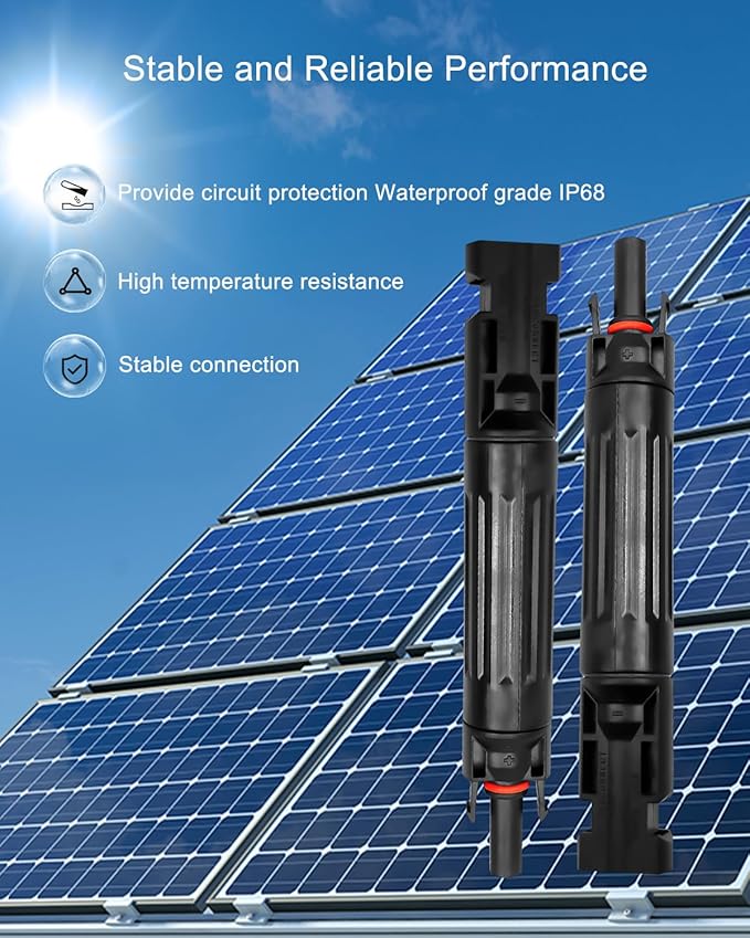 5 Pcs 10A Solar Fuse Holder Inline with Male and Female Connector for Solar Panel and Solar Controller, IP68 Waterproof Solar Fuse Connector with 10 Fuse