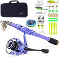 Sougayilang Fishing Rod and Reel Combos Carbon Fiber Telescopic Fishing Pole with Smooth Reel Combo Saltwater Freshwater Kit