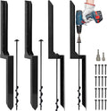 Heavy Duty Steel Fence Post Repair Stakes with Ground Anchor Screw in, Fix Anchors Ground Spike for Fence Posts, Repair Tilted/Broken Wood Posts (Black - 4 Pcs)