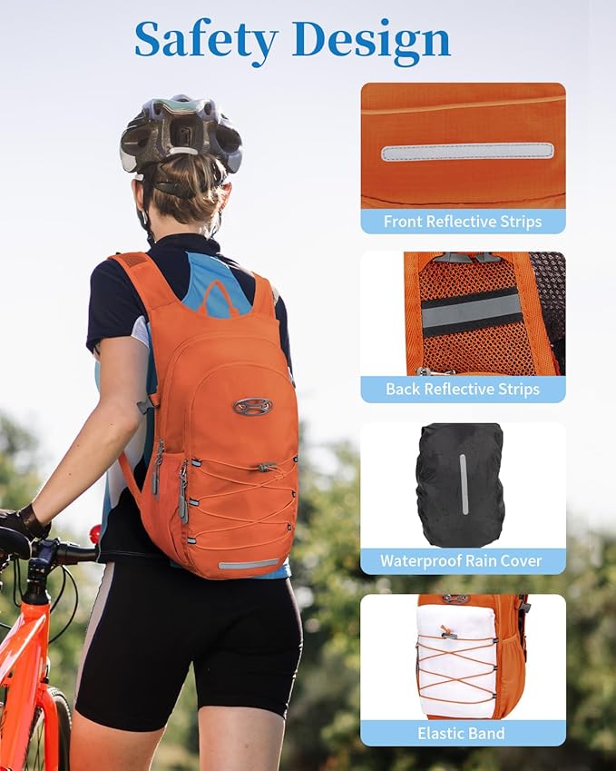 Hydration Backpack with 2L Water Bladder, Hiking Water Backpack for Men Women with Phone Pocket and Helmet Holder