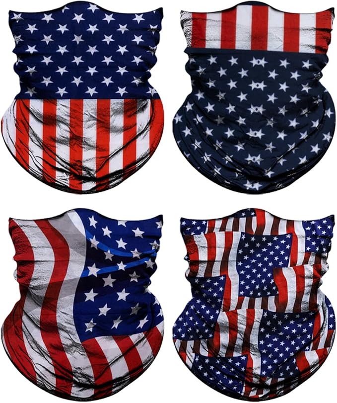 4Pack Neck Gaiter for Men Women Face Cover Mask Head Wrap Balaclava Headwear Bandana Headband Magic Scarf