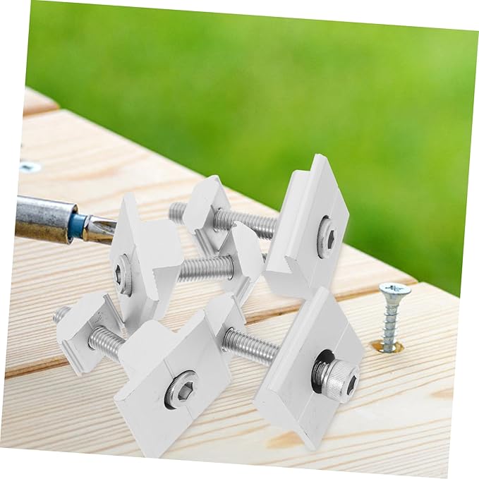BESPORTBLE 4pcs Aluminum Solar Panel Mid Clamps for Secure Mounting Roof Rv and Gutter Systems Durable Uv Resistant and Versatile Compatibility