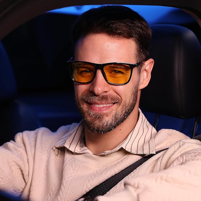 DUCO Polarized Night Vision Glasses for Men and Women Yellow Safety Driving Glasses with UV Protection and Anti Glare