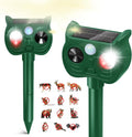 Solar Ultrasonic Animal Repellent Outdoor Motion Sensor Deer Repellent Devices Squirrel Cat Raccoon Rabbit Deterrent with Strobe Light Dual Mode, Keep Skunk Away Protection for Yard Garden Lawn 2PCS