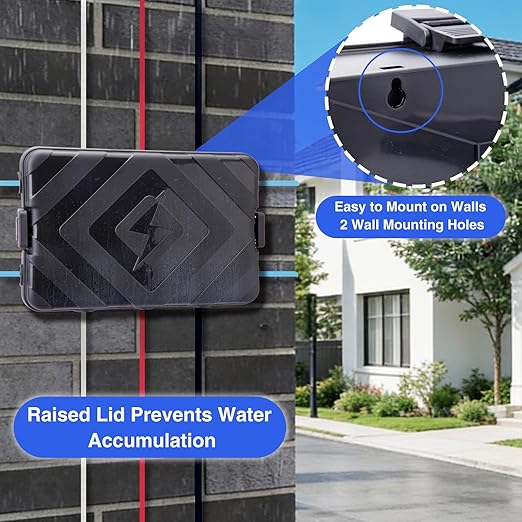 Large Outdoor Electrical Box Waterproof (13''X 8''X6''),Extension Cord Cover,Weatherproof Electrical Box,Outlet Cover,Protect Plug, Socket, Power Strip,Light Decoration,LAN Routers or Complex Wiring