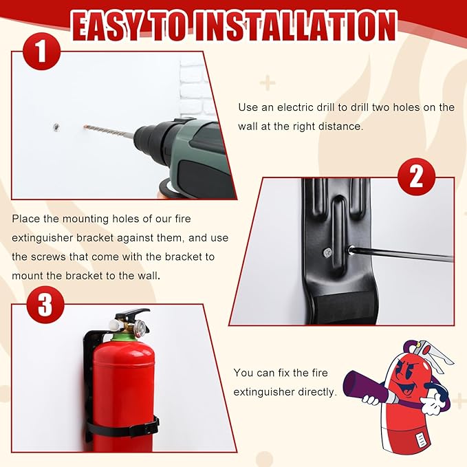 4pcs Home Fire Extinguisher Mount Bracket, 5 LB Metal Truck Fire Extinguisher Mounting Bracket, Mini Extinguisher Mount Holder Kit for Vehicle and Home