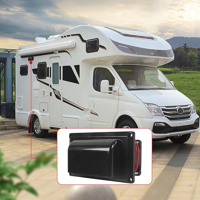Flylin 12V RV Side Vent Fan, Air Vent Ventilation Fan with Mounting Screws Plastic Exhaust Fan for RV Motorhome Caravan Camper Boat Marine Yacht (Black)