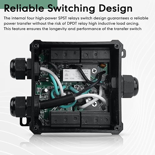 15 Amp Automatic Transfer Switch for RV,Speedboats,Travel Trailer,Camper Van,120V Generator Transfer Switch for Inverter/Shore Power/Generators