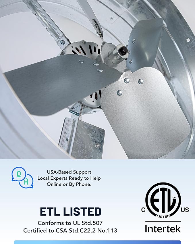 iLiving ILG8G14-12T Automatic Gable Mount Attic Ventilator Fan with Adjustable Thermostat, 2.85 Amp, 2339 CFM, Single-Speed | Automatic, 2339 CFM, 3.10 Amp, Single-Speed