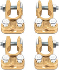 CZC AUTO Battery Terminals Connectors Clamps, Brass Positive & Negative Top Post Battery Terminal Protector Set for Marine Car Boat Camper Truck Vehicle, 2 Pairs
