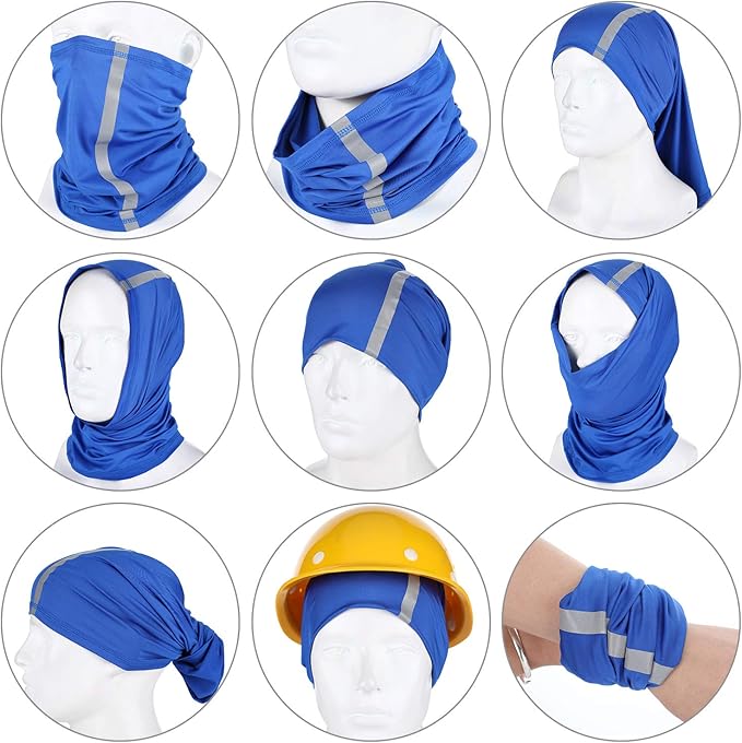 SATINIOR 4 Pcs Neck Gaiter for Men Reflective Face Mask Cover, UV Sun Protection Neon Balaclava Hi Vis Bandana for Work