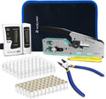 VCELINK RJ45 Crimp Tool Kit for CAT7/6A/6/5E/5, Upgraded Network Tool Set with an Ethernet Crimper, 50 RJ45 Connectors & Boots, Cable Tester, Wire Stripper and Cutter in a Cloth Bag (Kit-Green)