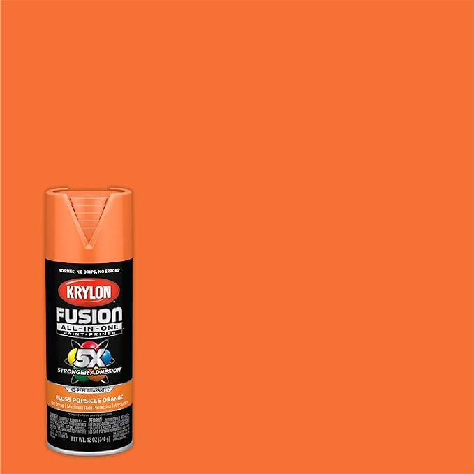 Krylon Fusion All-In-One Adhesive Spray Paint for Indoor/Outdoor Use, 12 oz, Popsicle Orange