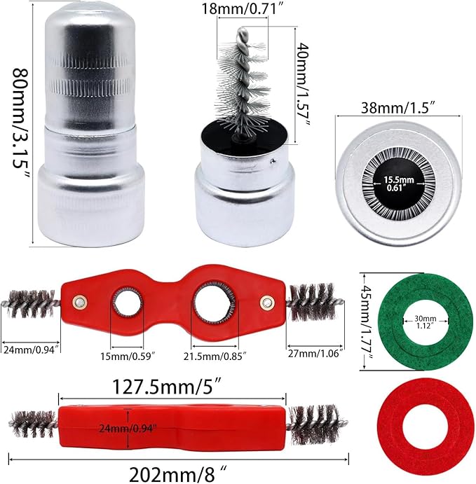 Battery Terminal Cleaner Kit, Battery Terminal Brush & 4 in 1 Copper Tubing Brush & 2pcs Anti-Corrosion Fiber Washers