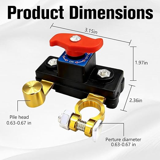 Car Battery Cut Off Switch, 2026 New Car Battery Power Cut-Off Switch Breaker, Smart Adjustable Battery Disconnect, Pure Copper Manual Rotary Battery Shut Off Switch Switch for Truck Boat Car