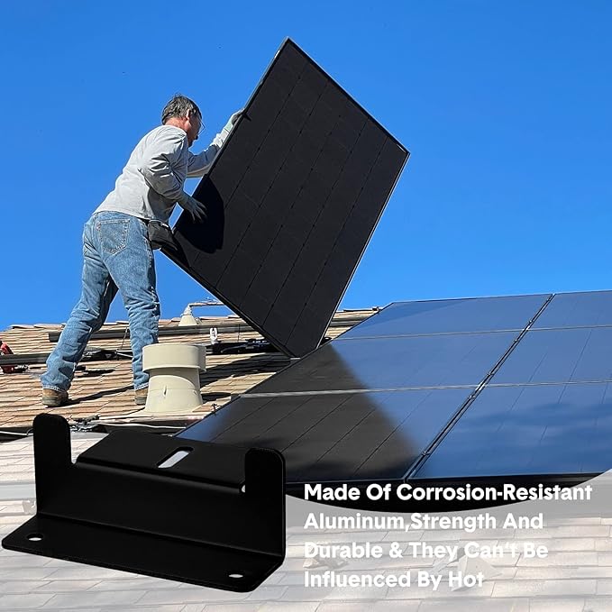 Tatuo 40 Sets Solar Panel Mounting Brackets Z Bracket Aluminum Alloy Solar Panel Mounting Brackets Kit with Nuts and Bolts for Boat, Wall and Other Off Gird Roof Installation, Black