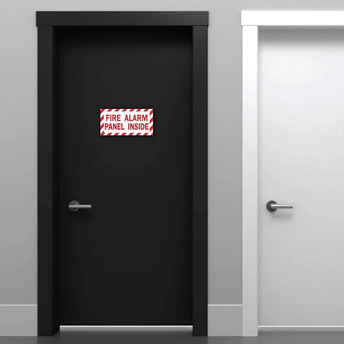 "Fire Alarm Panel Inside" & "Fire Alarm Control Panel" Sign Sticker Decals Indoor/Outdoor UV Protection
