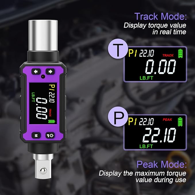 1/2" Digital Torque Adapter, 0.4-22.1 Ft.lb/0.6-30 Nm Digital Torque Wrench Converter Set, Torque Adapters with ±2% Accuracy, Buzzer & LED Flash Notification for Motorcycle Car Repair