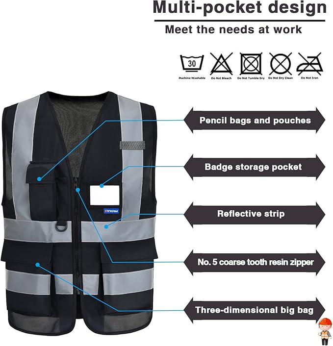 A-SAFETY 4XL 5XL black safety vest