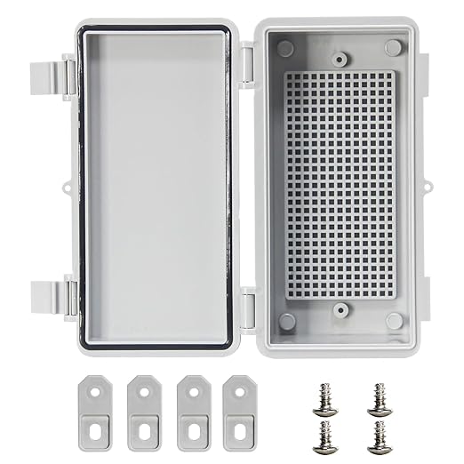 Waterproof Electrical Box, Outdoor IP66 Junction Box with Mounting Plate, ABS Plastic Project Enclosure, Suitable for Solar/Surveillance/Landscaping Projects Gray Cover 7.8"x3.8"x2.9"