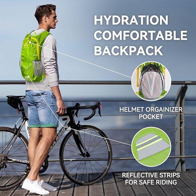Hydration Backpack with 2L Bladder – Durable Lightweight Water Pack for Running, Hiking, Biking – Fits Men, Women, Youth