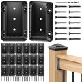20 Pack Deck Railing Bracket Connectors for 2"x4" (Actually 1.5"x3.5") Wooden Post, Premium Nylon 6/6 Rail Bracket with 140 Sturdy Galvanized Black Screws for Stair Fence Railings Handrail