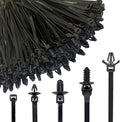 160Pcs Universal Nylon Push Mount Cable Zip Tie, Self Locking Cable Strap,Heavy Duty Nylon Push Mount Self Locking UV Resistant,5 Most Popular Sizes,for Indoor Wire Tying Construction Auto ect