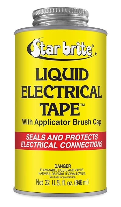 STAR BRITE Liquid Electrical Tape - Superior Adhesion & Flexible Protection for Frayed Cables, Terminals & Electric Splices - Red - 32 OZ (084135)