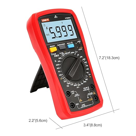 UNI-T Digital Multimeter Tester UT890D+ True RMS 6000 Counts Live Test Volt Ohm Meter, Voltage Ac Dc Current Amp Capacitor Tester hFE Diode Continuity NCV for Automotive HVAC