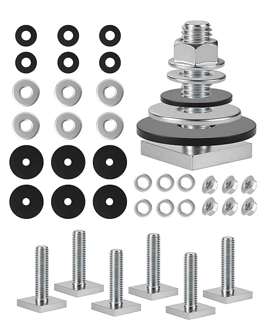 T Slot Bolts for Roof Rack Cross Bars, Platform, Cargo Basket, Stainless Square T Track Bolt Adapter to Secure Bike/Ski/Kayak Rack, Solar Panel, Awning, M8x30mm, 4mm Thickness