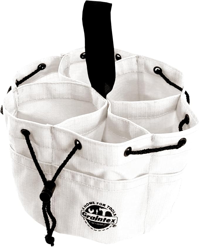 Graintex 18 Pockets Grab Bag Rip-stop Canvas Drawstring Closure, Small Part Organizer Pouch, Small Tools, Screws, Parts, Parachute Tool Bag for Efficient Storage - White