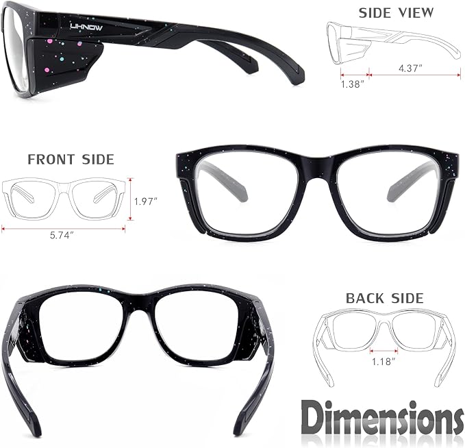 UKNOW Safety Glasses - Anti Fog Lenses - Eye Protection with Side Shields - ANSI Z87.1 Protective Eyewear - UV Protection