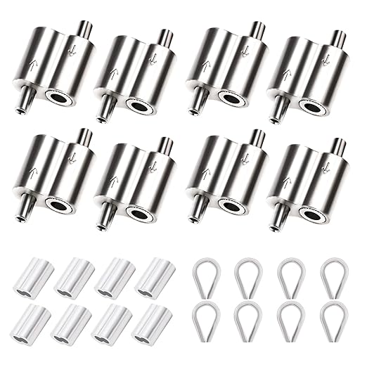 24 PCS Wire Clamp Tool Kit - 8 M2 Two-Way Wire Rope Cable Clips, 8 M3 Stainless Steel Thimbles, 8 M3 Aluminum Crimping Loop Sleeves for 1/16" Wire Rope Rigging, Tent Rope, Guard Railing for Outdoors