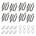 24 PCS Wire Clamp Tool Kit - 8 M2 Two-Way Wire Rope Cable Clips, 8 M3 Stainless Steel Thimbles, 8 M3 Aluminum Crimping Loop Sleeves for 1/16" Wire Rope Rigging, Tent Rope, Guard Railing for Outdoors