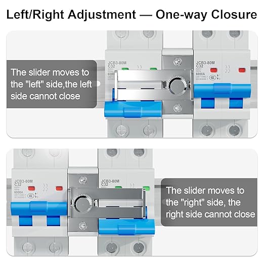 32 Amp Dual Power Manual Transfer Switch, 2Pcs 2-Pole Circuit Breakers with Single-Side Slide Lock, DIN Rail Included, Ideal for Industrial and Home Use