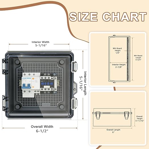 Nineleaf IP67 Waterproof Electrical Junction Box, 5.9"x5.9"x3.5" ABS Plastic Enclosure with Clear Hinged Cover, Mounting Plate, Cable Glands for Outdoor Router, Solar, CCTV, DIY Projects