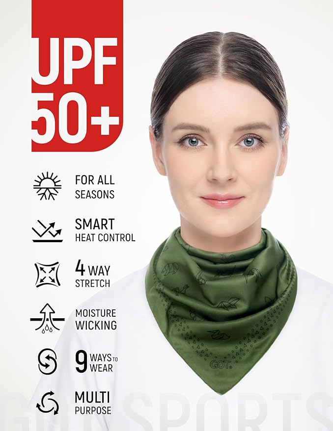 GOT Sports UPF 50+ Cooling Bandana for Men & Women - Thermoregulation, Moisture-Wicking, Sun Protection Bandana Neck Wraps